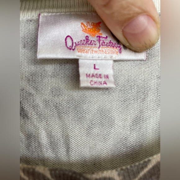 The Quacker Factory Leopard Print Cardigan Sweater Sequin Embellished Size L - Picture 2 of 4